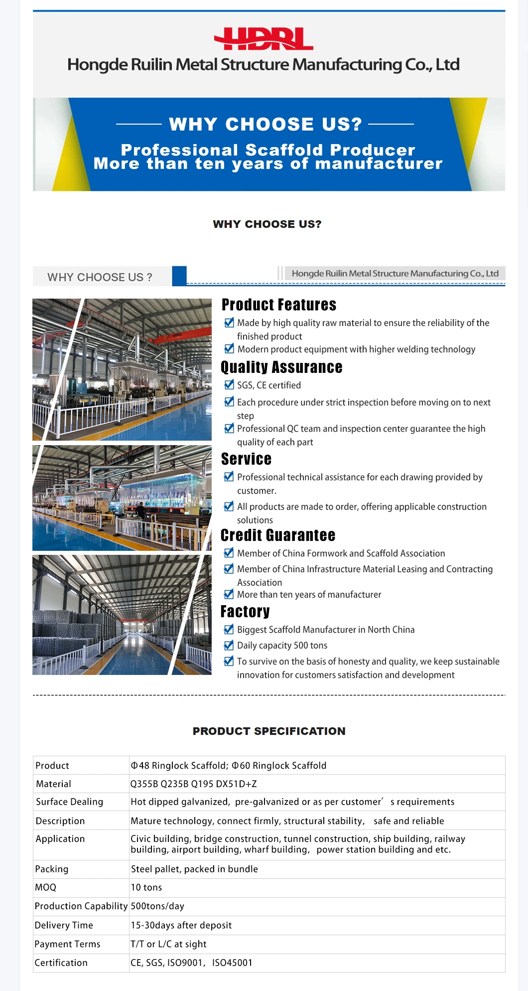 En12811 Steel Q355b/ Q235B Ledger Facade Ring Lock System Scaffolding with Layher Allround Building Construction Material